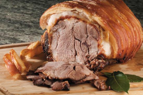 For your Evening Reception Roast Pork served with homemade stuffing and apple sauce, Bread roll and butter by outside catering - Bwyd Bethan Catering, wedding and event caterers.